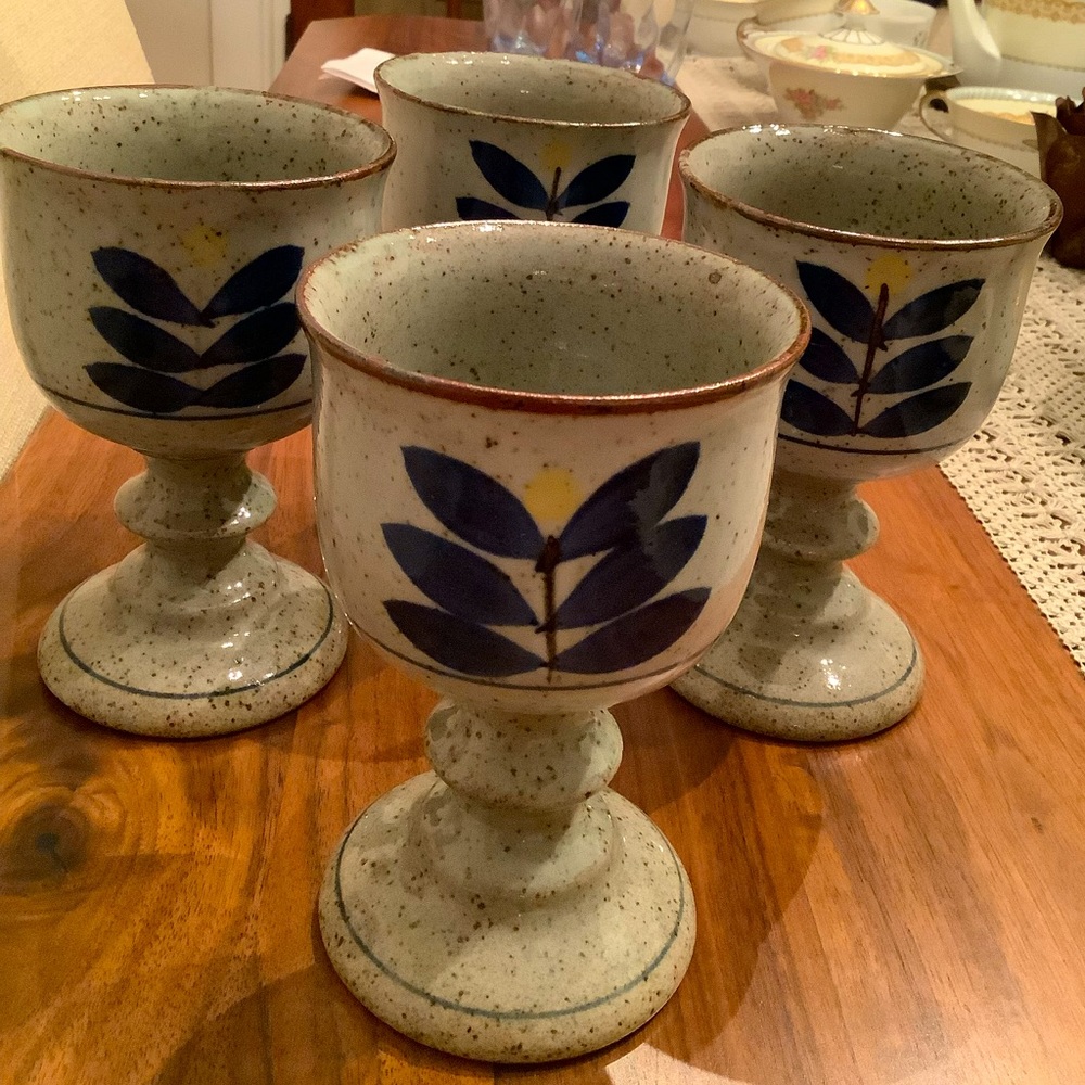Vintage Japan, stoneware pottery, goblets, set of 4